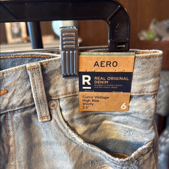 Aero Blue Distressed Jean Shorts with Frayed Hem NWT - Picture 2 of 6